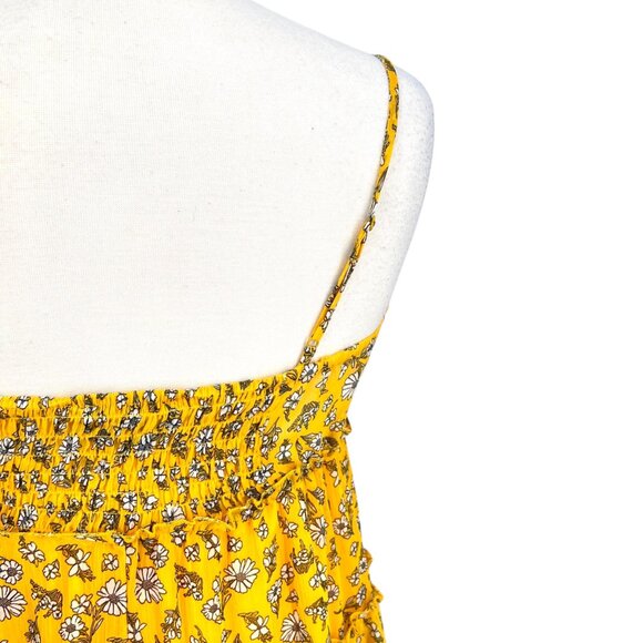 Trixxi Babydoll Floral Print Tiered Mini Dress Smocked Back Yellow Size Medium N - Picture 6 of 12